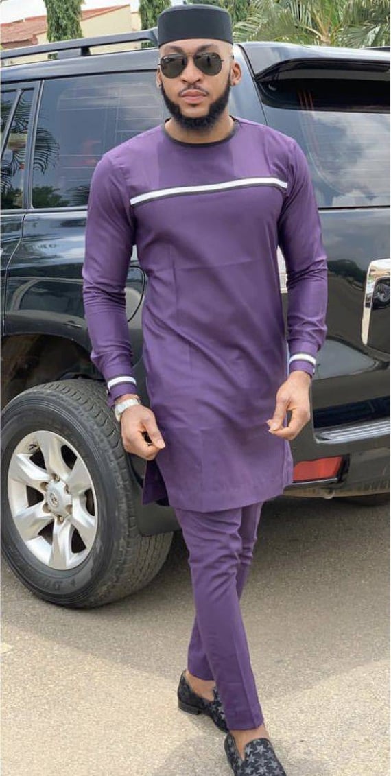 blue pants wedding outfit