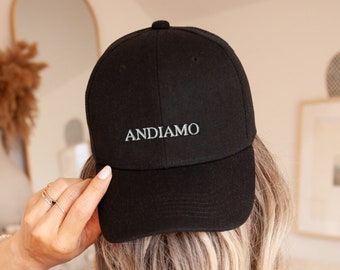Andiamo Italian Theme Embroidered Hat Italy Trip Airport Outfit Italia Hat Travel Essentials Italian Sayings Mob Wife Italy Honeymoon Gift
