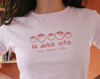 La Dolce Vita Trendy Shirt Baby Tee Tomato Shirt Coastal Granddaughter Tomato Girl Summer Italian Pride Shirt Tomato Gift Italia Shirt
