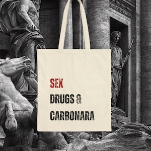 Pasta Carbonara Tote Bag Italy Bag Gifts For Foodies Italian Sayings Cool Tote Bag Italian Gifts Downtown Girl Aesthetic Farmers Market Bag