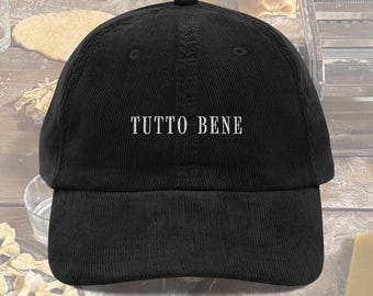Tutto Bene Hat Corduroy Hat Italia Hat Italian Theme Embroidered Hat Brown Corduroy Hat Men Italy Trip Airport Outfit Italian Streetwear