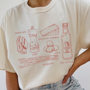 Carbonara Pasta Shirt Roma Italian Pride Shirt Italian Pasta Dishes Tomato Girl Summer Rome Foodie Shirt Chef Shirt Italia Shirt Mob Wife