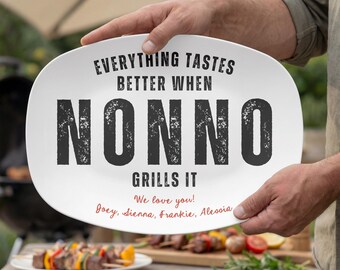 Bandeja personalizada para servir Nonno, bandeja para parrilla personalizada para abuelo italiano, regalo del Día del Padre de parte de los niños, regalos italianos, plato para asar Nonno