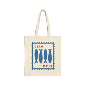 Sardines Tote Bag Italy Bag Fisherman Aesthetic Tomato Girl Tinned Fish Italian Theme Farmers Market Bag Italian Gifts Ciao Ciao Nonna Gift image 3