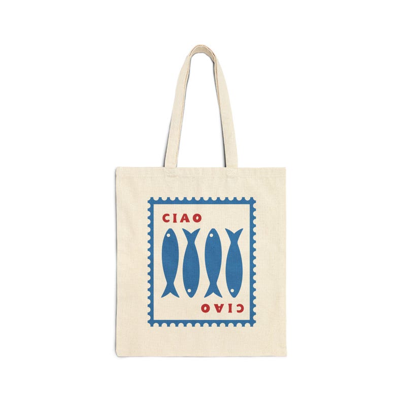 Sardines Tote Bag Italy Bag Fisherman Aesthetic Tomato Girl Tinned Fish Italian Theme Farmers Market Bag Italian Gifts Ciao Ciao Nonna Gift image 3