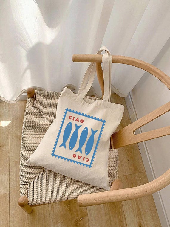 Sardines Tote Bag Italy Bag Fisherman Aesthetic Tomato Girl Tinned Fish Italian Theme Farmers Market Bag Italian Gifts Ciao Ciao Nonna Gift