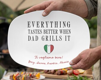 Piatto da barbecue personalizzato per papà italiano, piatto da portata personalizzato per la festa del papà, regalo per la festa del papà dai figli, regali italiani, piatto da barbecue per papà