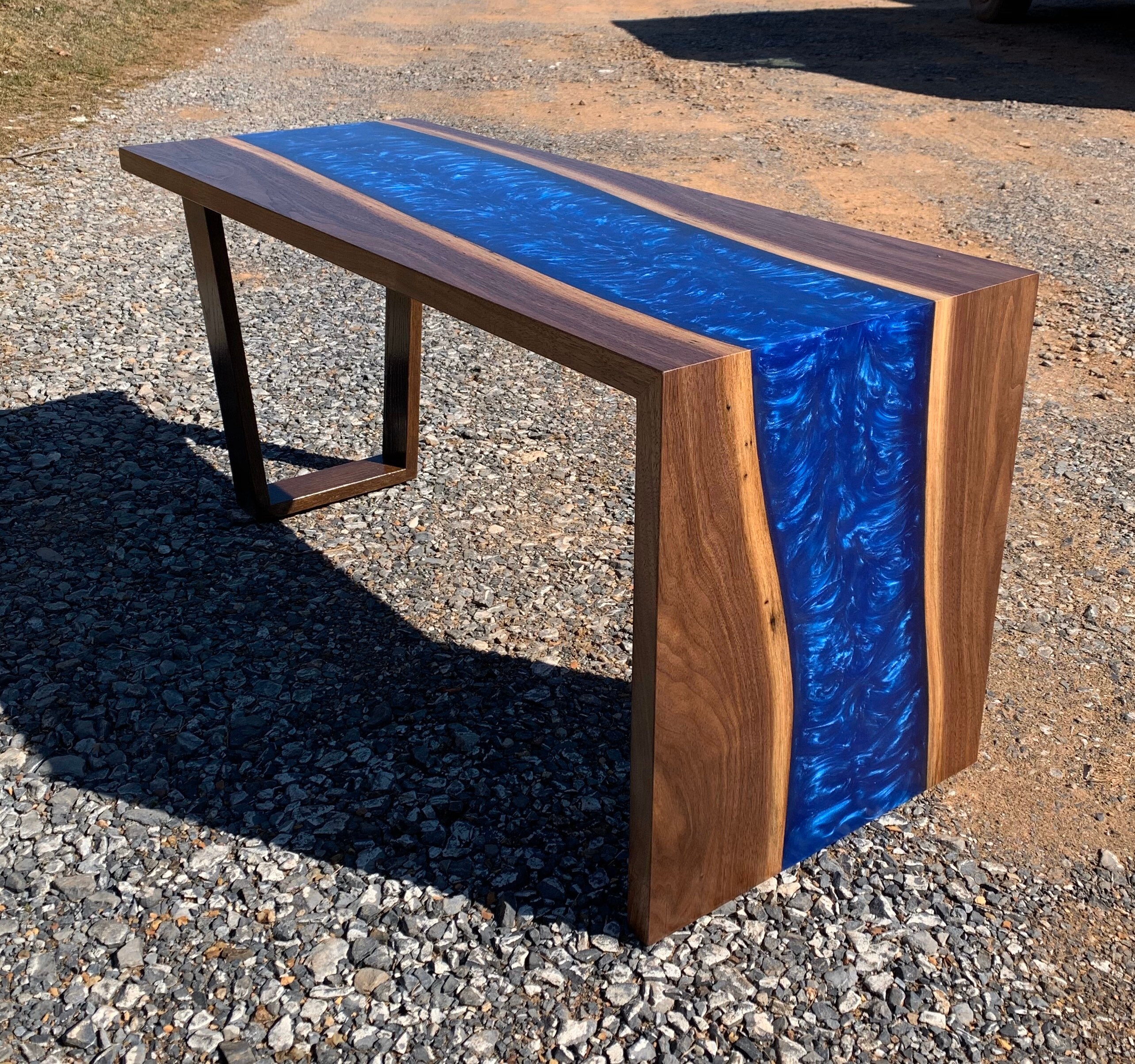 Walnut epoxy table Etsy