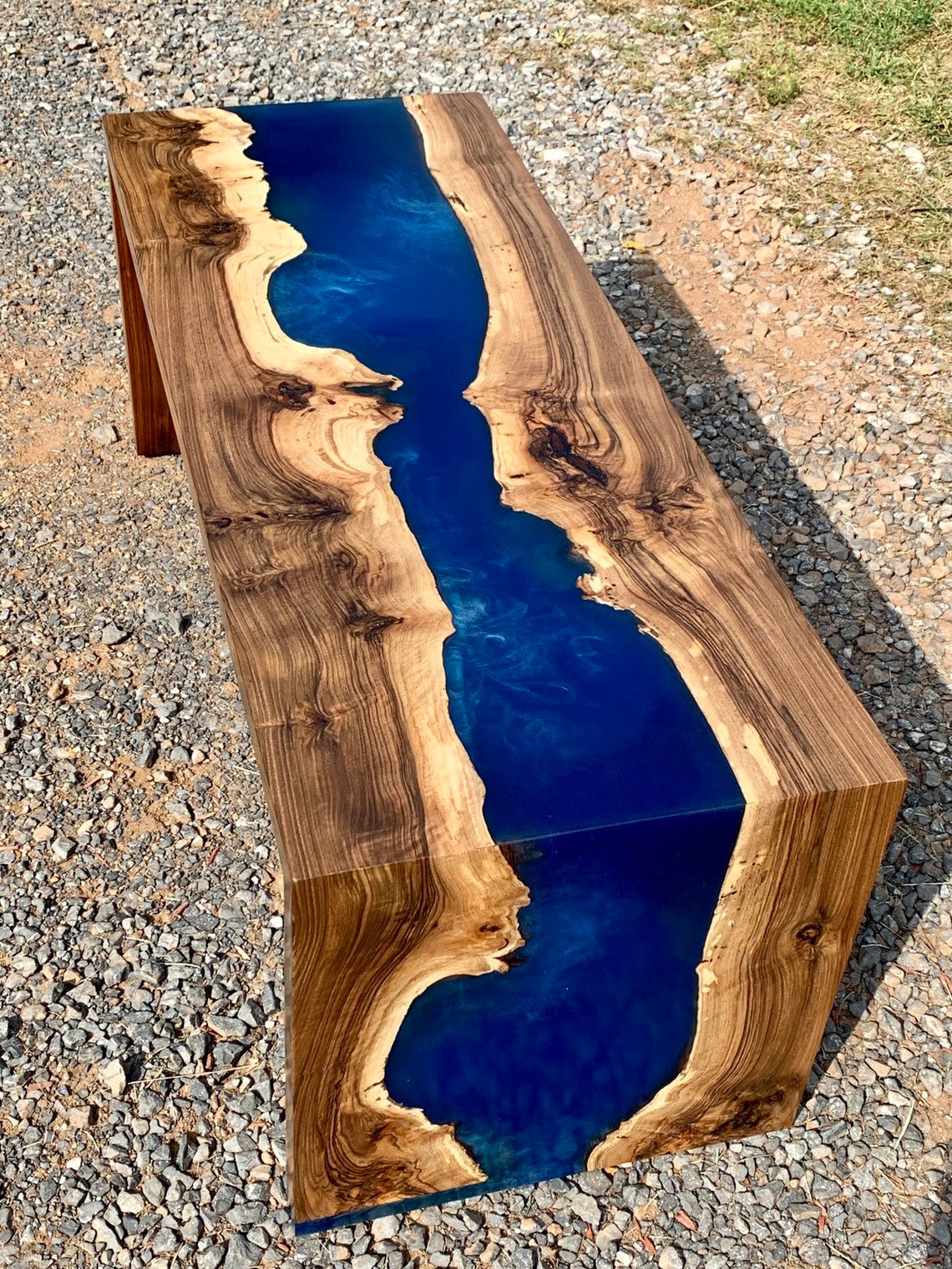 Live edge epoxy waterfall table 18x18x48... custom order Etsy