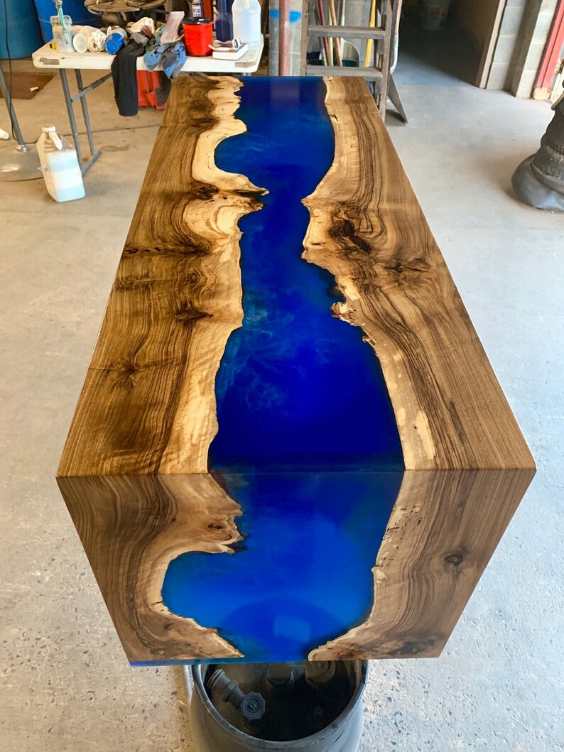 Live edge epoxy waterfall table 18x18x48... custom order Etsy