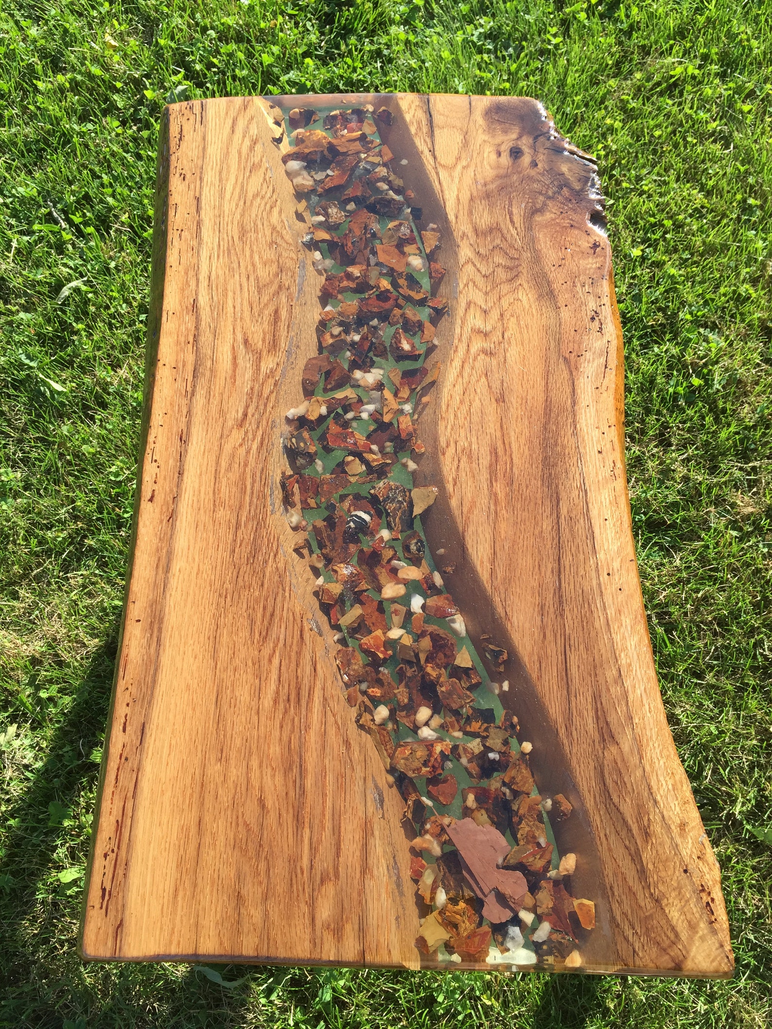River rock epoxy table Etsy