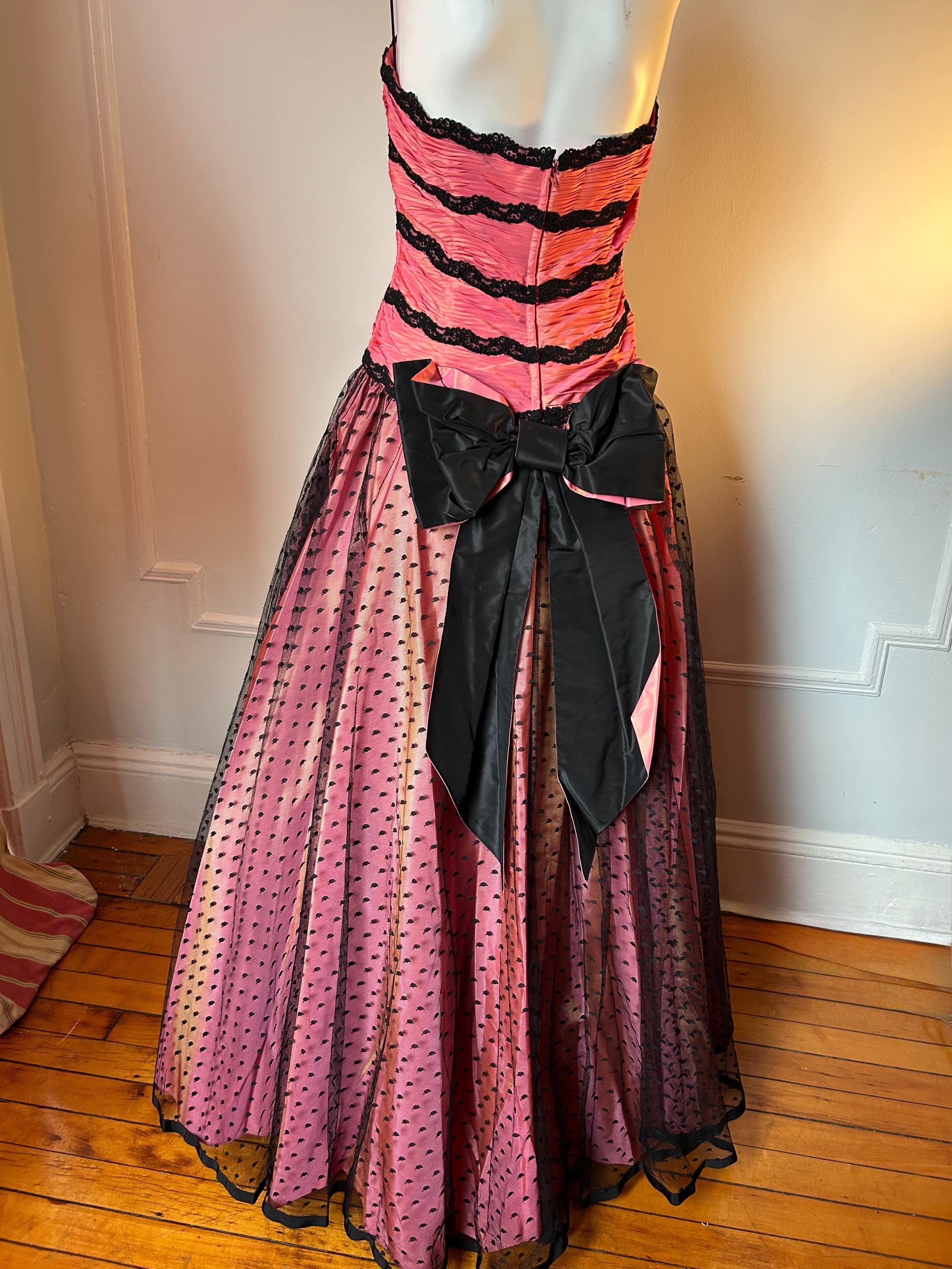 Pink Black Lace 90s Prom Dress - Etsy Pink Black Lace 90s Prom Dress - Etsy