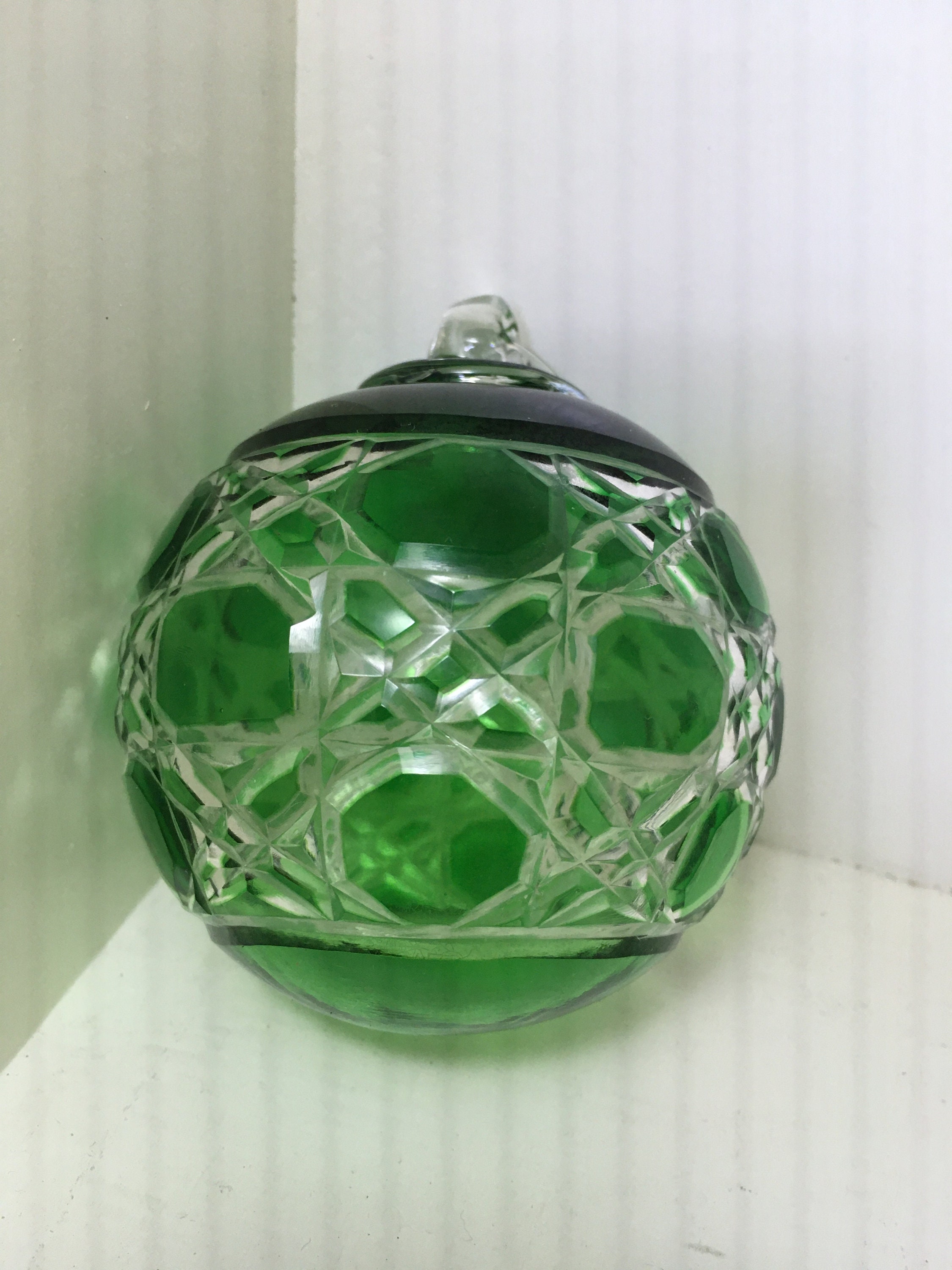 Vintage green glass Christmas ornaments glass hanging Etsy