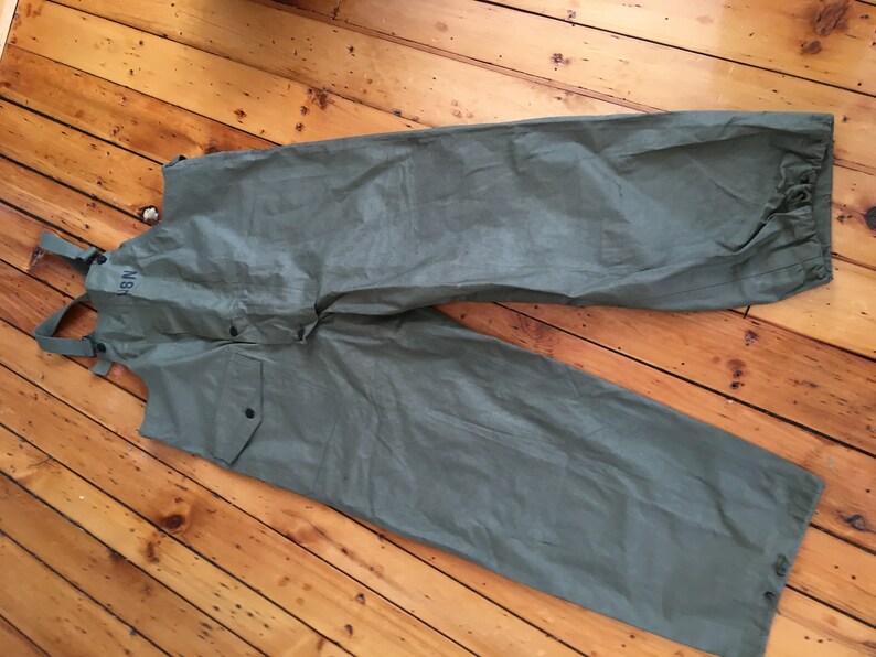 1940\u2019s USN US Navy cinch waist Deck coveralls sz small Vintage WWII Green Overalls