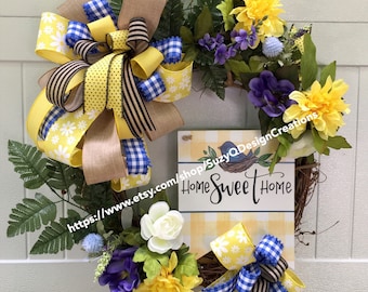 Welcome grapevine wreath, housewarming gift, front door wreath,