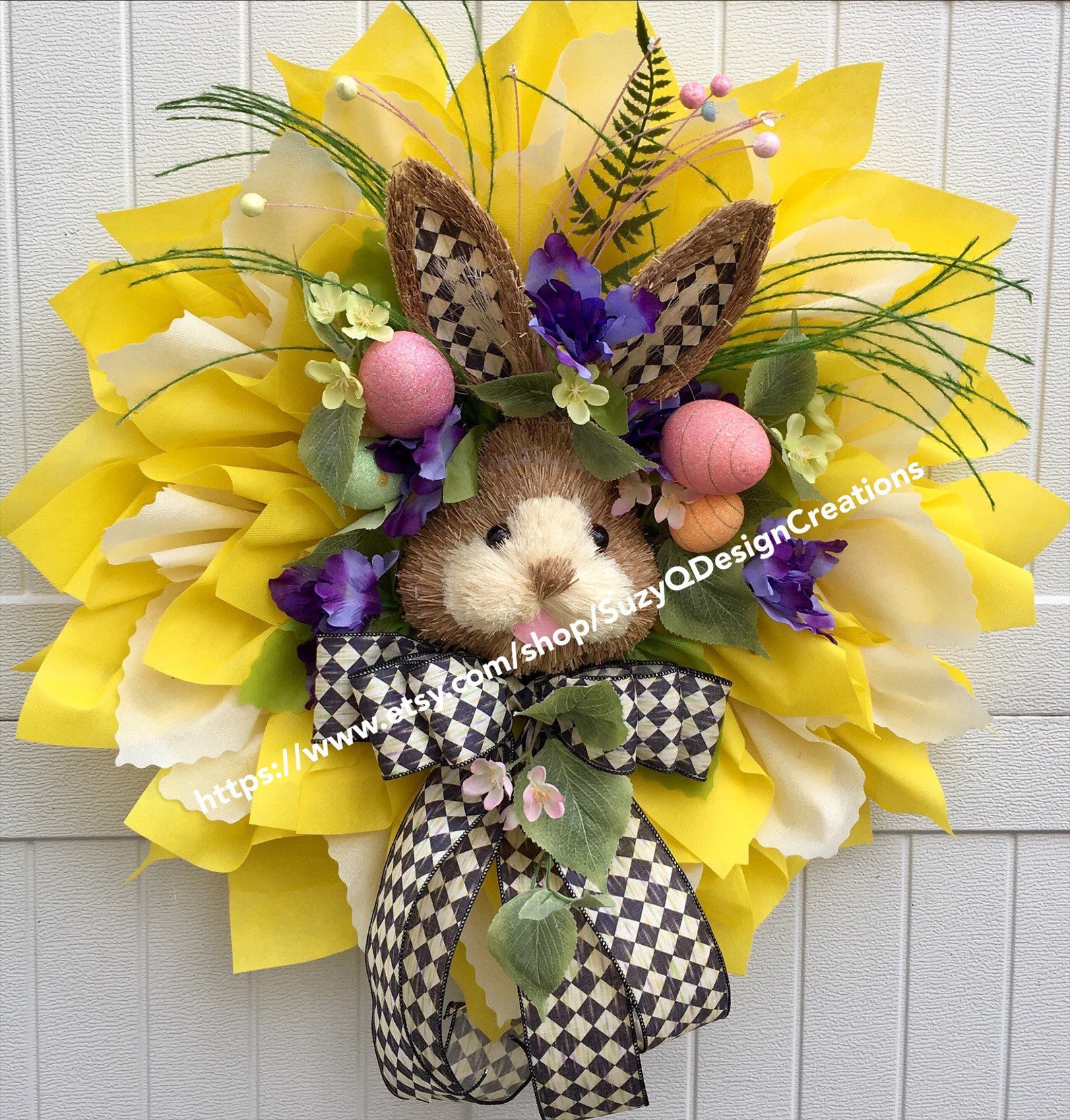 Easter Wreath Sisal Bunny Head Wreath Spring Wreath Etsy