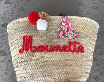 Large basket tos to customize according to your desires (embroidery sewn by hand and not glued)