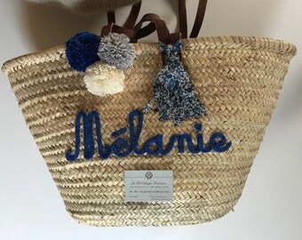 Large basket tos to customize according to your desires (embroidery sewn by hand and not glued)