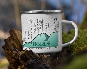 Timberline Trail Mug, Mt Hood, Oregon, Enamel
