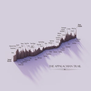 Poster Print - The Appalachian Trail Elevation Profile, 3D Artistic Rendering