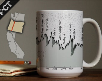 Mug:  The PCT - Oregon.  Pacific Crest Trail, Oregon State, Trail Mug Series