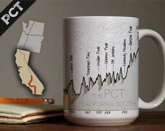 Mug: The PCT - California South. Pacific Crest Trail, State of California, Trail Mug Series