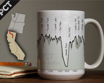 Mug: The PCT - California North. Pacific Crest Trail, State of California, Trail Mug Series