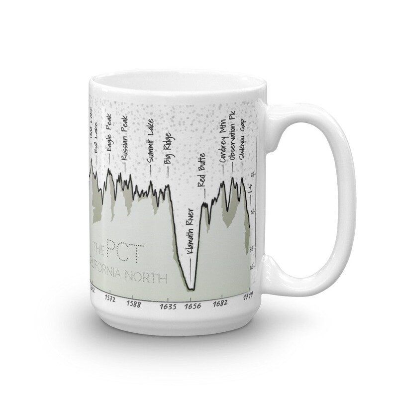 Mug: The PCT California North. Pacific Crest Trail, State of California, Trail Mug Series image 2