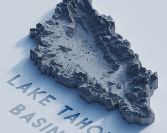 Poster Print - Lake Tahoe Basin 3D Rendering