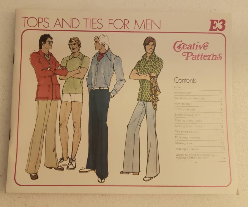 Creative Patterns E3 Tops and Ties for Men patten and instruction booklet from 1975