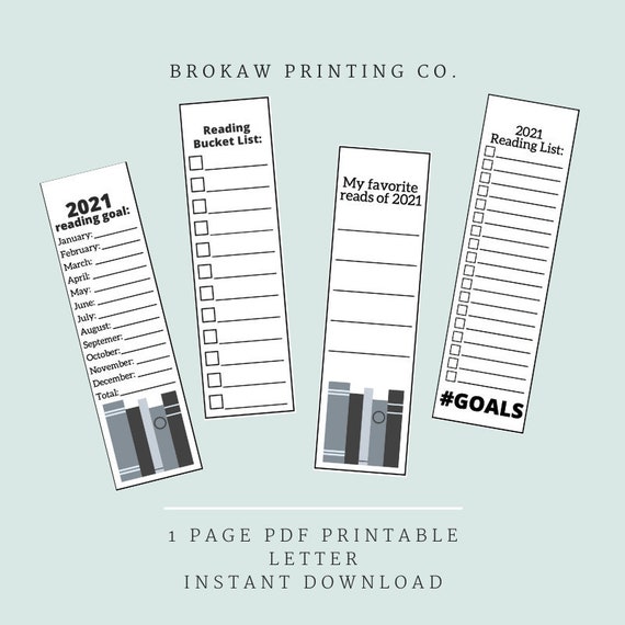 Reading Goal Bookmarks Printable Etsy Reading Goal Bookmarks Printable Etsy