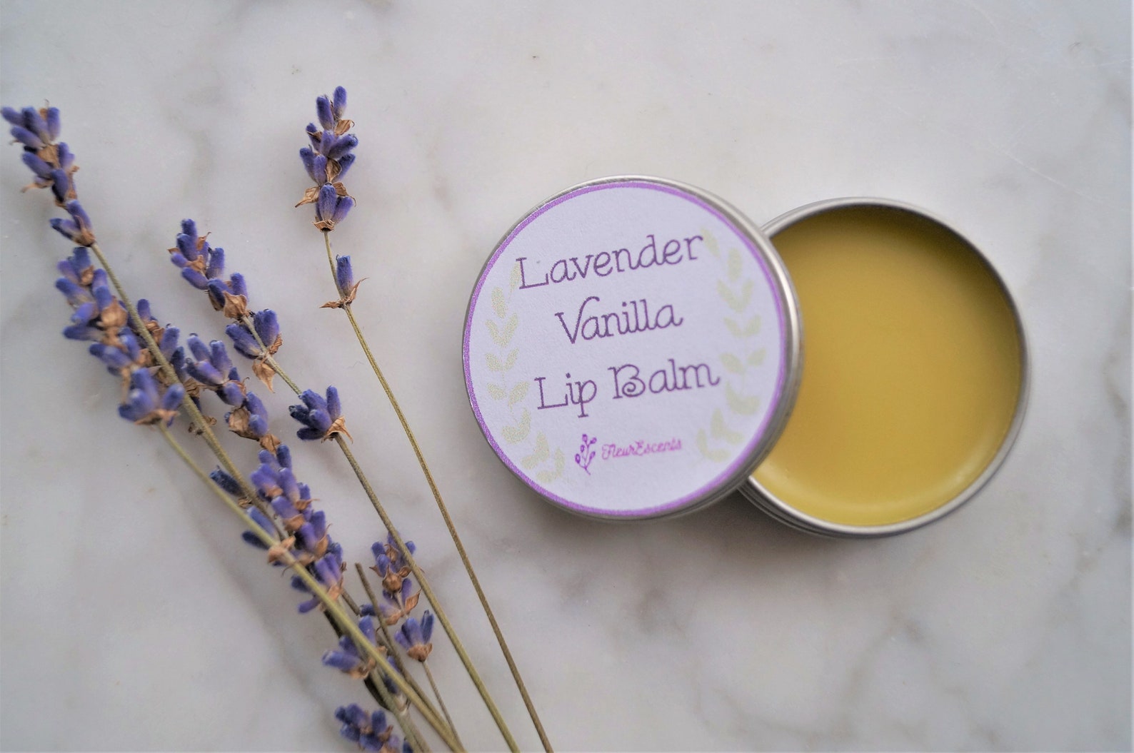 Lavender Vanilla Lip Balm, All Natural Moisturizing Shea Butter Lip