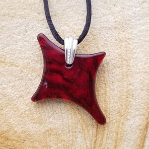 Deep Red Ripple Dichroic Glass Pendant and Necklace - Fused Glass Pendant - Dichroic Jewelry