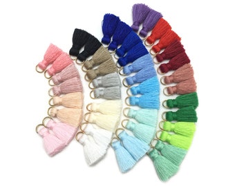 GUFEATHER L31 2CM,Cotton Tassels,Tassel,Mini Tassel,Jewelry Accessories,Earring Findings,Earrings Tassels,10pcs/bag(Golden Ring)