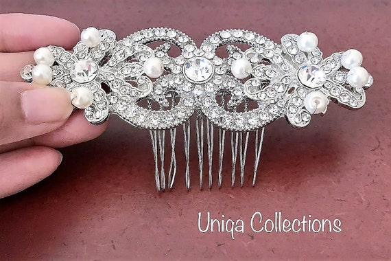 Bridal Hair Piece Vintage Crystal Wedding Hair Comb Pearl Etsy