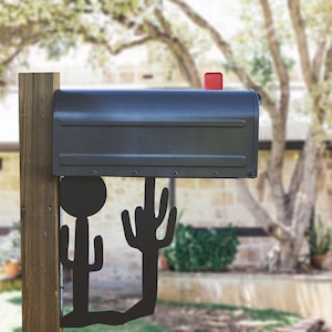 Mailbox Metal Bracket, Mail Box Holder, Desert Decor, Cactus Metal Yard Art Sign, Cactus Garden Decor, Outdoor Decor, Heavy Duty Bracket
