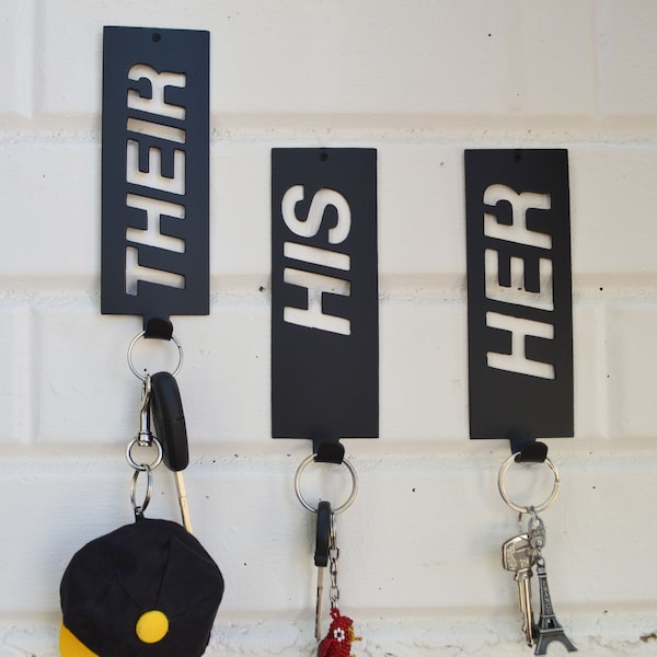 His and Hers Signs Wall Hanging Decor/ Wall Hooks Modern/Wall Hanger/Hooks For Wall/Hook Rack/Hooks For Masks/Coat Hooks Rack/Wall Art Metal