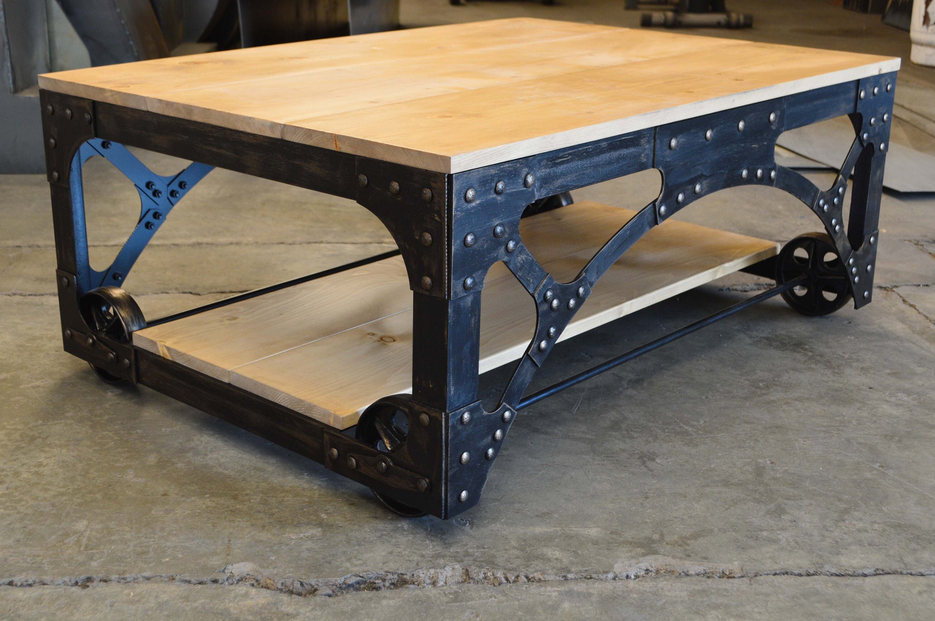 Industrial Handmade Coffee Table/Factory Cart Coffee Table Etsy