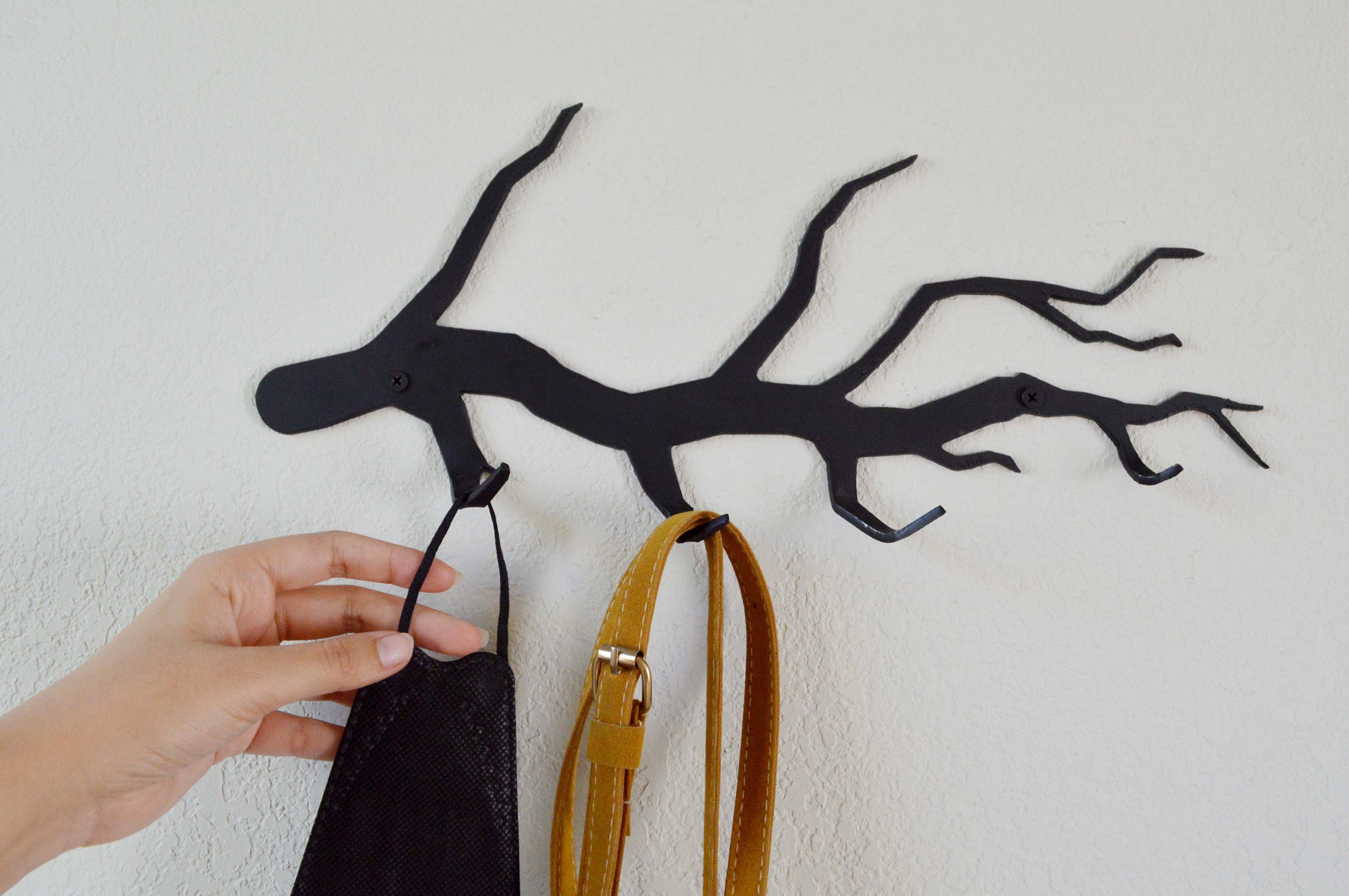 Tree Branch Wall Hanger Coat Rack Wall Mount Modern Black Etsy
