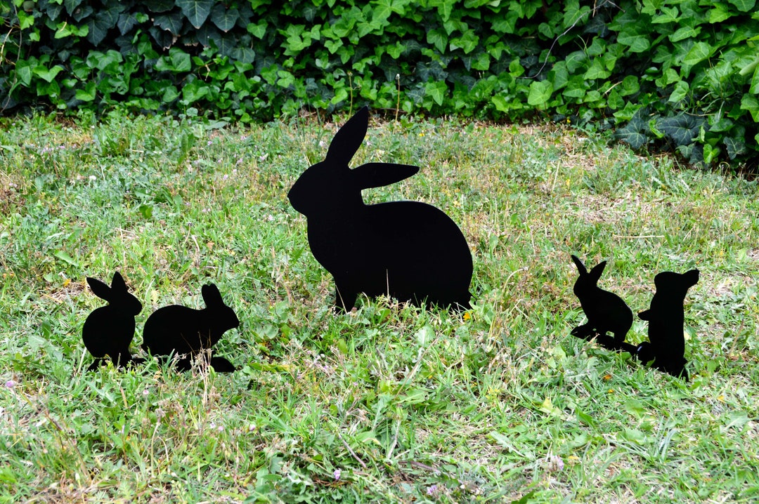 Rabbit Metal Garden Statue, Rabbit Garden Sign, Rabbit Yard Art Decor ...
