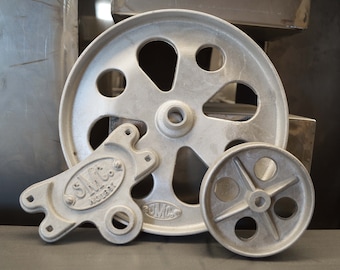 Large Aluminum Caster Wheels, Factory Cart Wheels, Coffee Table Wheels, Antique Wheels, Metal Wheels for Furniture, Mine Cart Caster Wheels