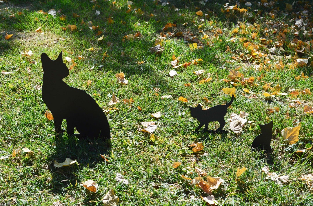 Cat Garden Decor, Cat Yard Art Stakes, Cat Garden Statue, Cat Outdoor