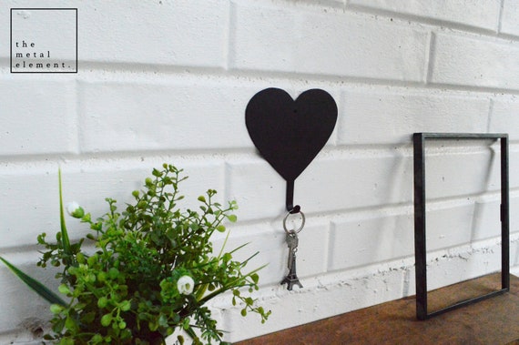 Heart Metal Hook for Wall, Heart Metal Wall Art, Heart Metal Wall Decor,  Heart Art Work, Unique and Modern Coat Rack Hooks, Hooks for Keys