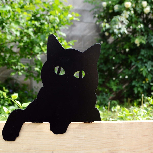 Peeking Cat Metal Figurine Stake, Peeping Cat Sign, Cat Garden Decor, Cat Yard Art Stakes, Cat Outdoor Decor for Garden, Cat Garden Sign Art