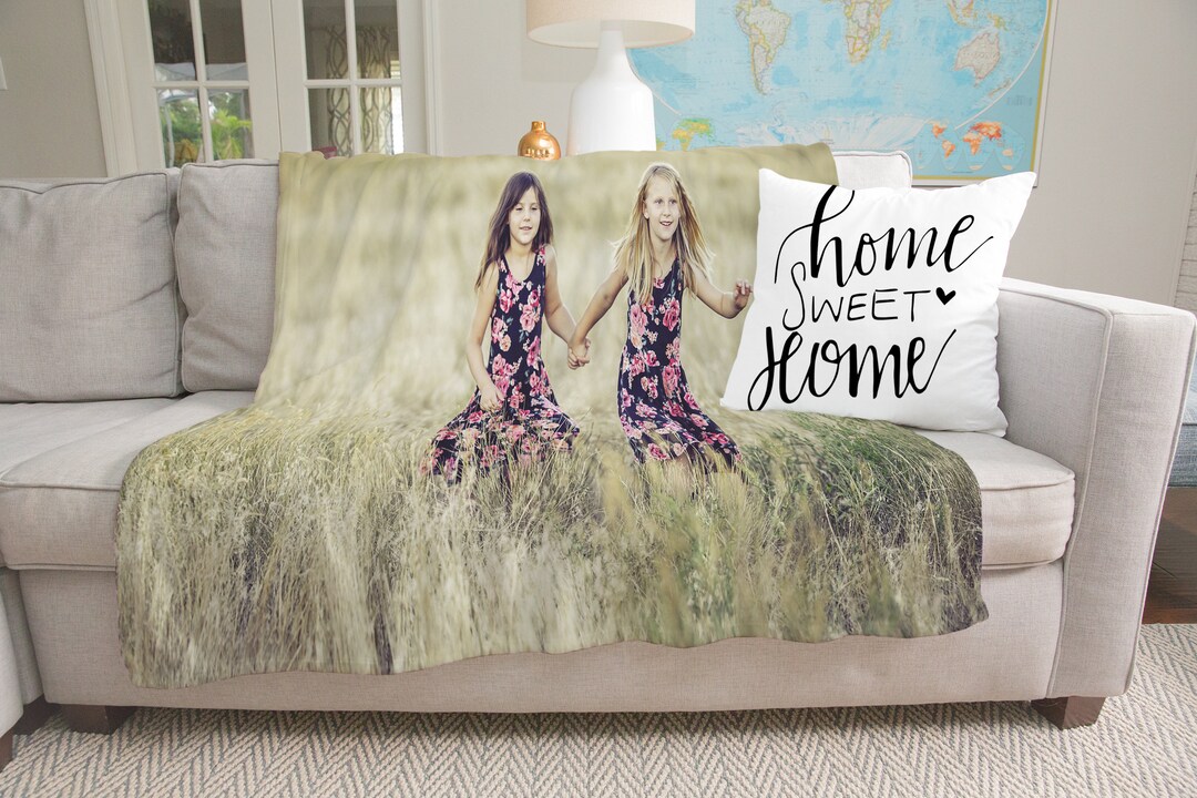 Personalized Photo Blanket, Double Sided Custom Photo Throw Blanket