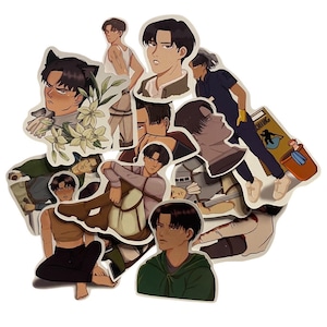 Könnte beinhalten: Ein Set mit 10 Anime-Charakter-Stickern, die verschiedene Charaktere mit unterschiedlichen Gesichtsausdrücken und Posen zeigen. Die Sticker sind auf weißem Papier gedruckt und haben eine glänzende Oberfläche.