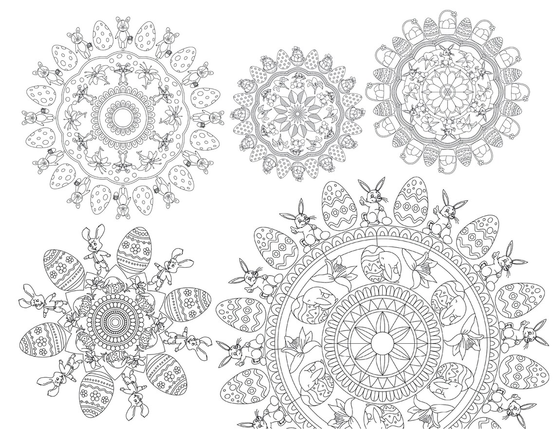 The EASTER MANDALA COLORING Book Vol. 1 25 printable Easter | Etsy