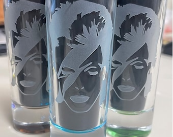 David Bowie Shot Glass 2 oz Engraving