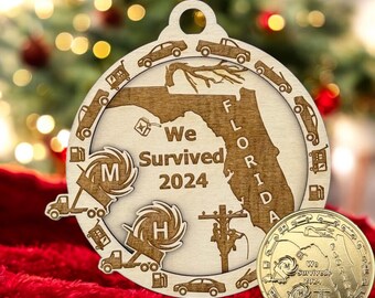 Florida Hurricane Ornaments, We Survived, Milton, Helene,  Custom Keepsake