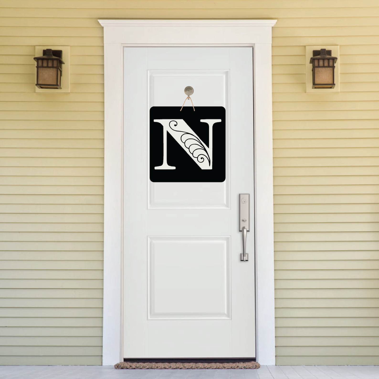 Monogram Letter N Door Hanger Etsy
